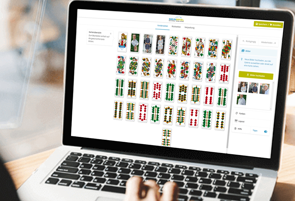 Eigene Bilder im Konfigurator von MeinSpiel für Schafkopf-Kartenspiel einfügen