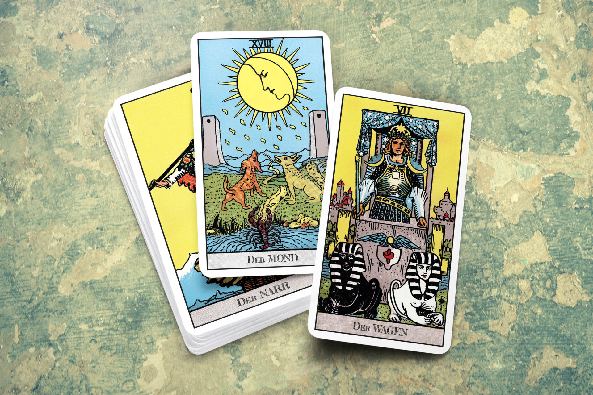 Tarot Karten selbst gestalten und drucken mit den Motiven von A. E. Waite mit eigenen Rückseiten.