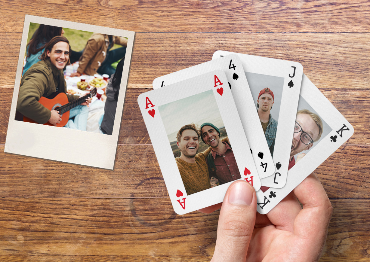 Poker Kartenspiel mit eigenen Fotos für JGA Spiel gestalten.