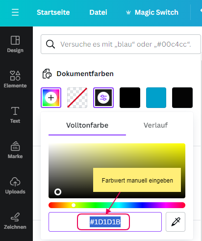 farbwert bei canva