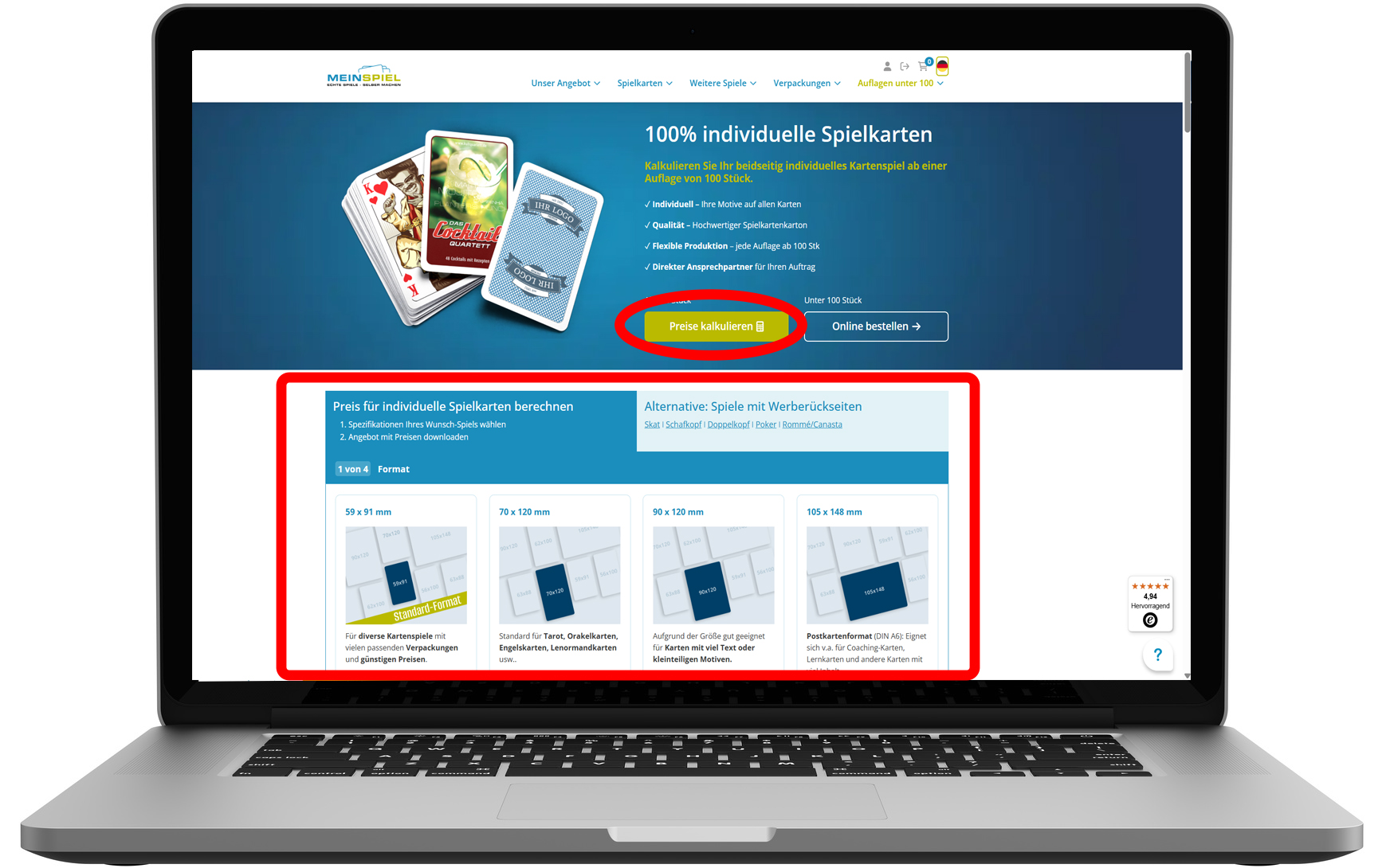 Übersicht der Preise für Auflagen ab 100 Stück