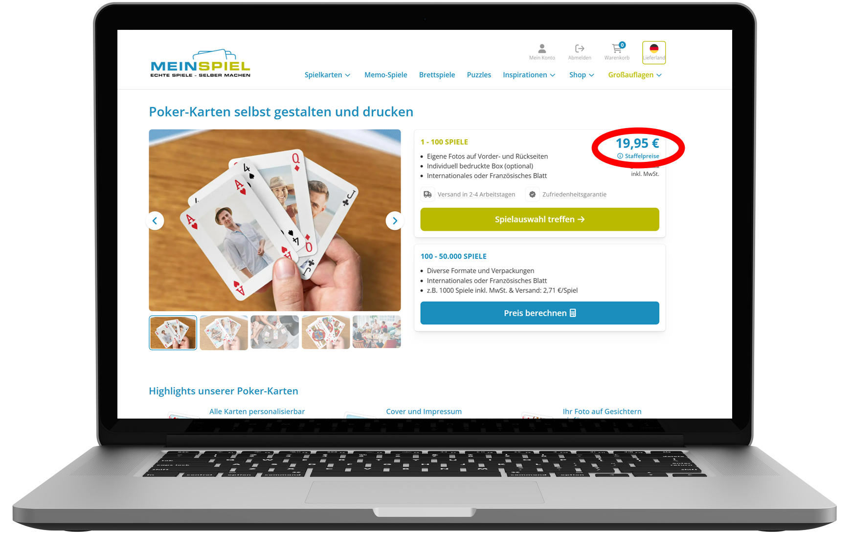 Übersicht der Preise für Auflagen bis 100 Stück
