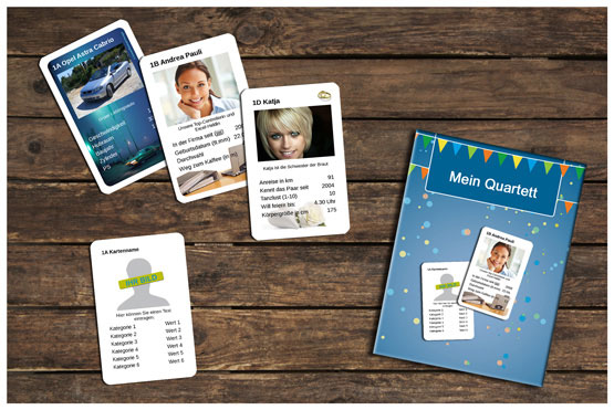 Quartett & Quartettkarten mit Fotos und Texten gestalten und drucken