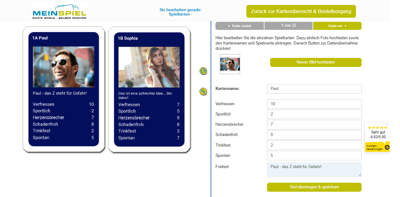 Quartett selbst gestalten