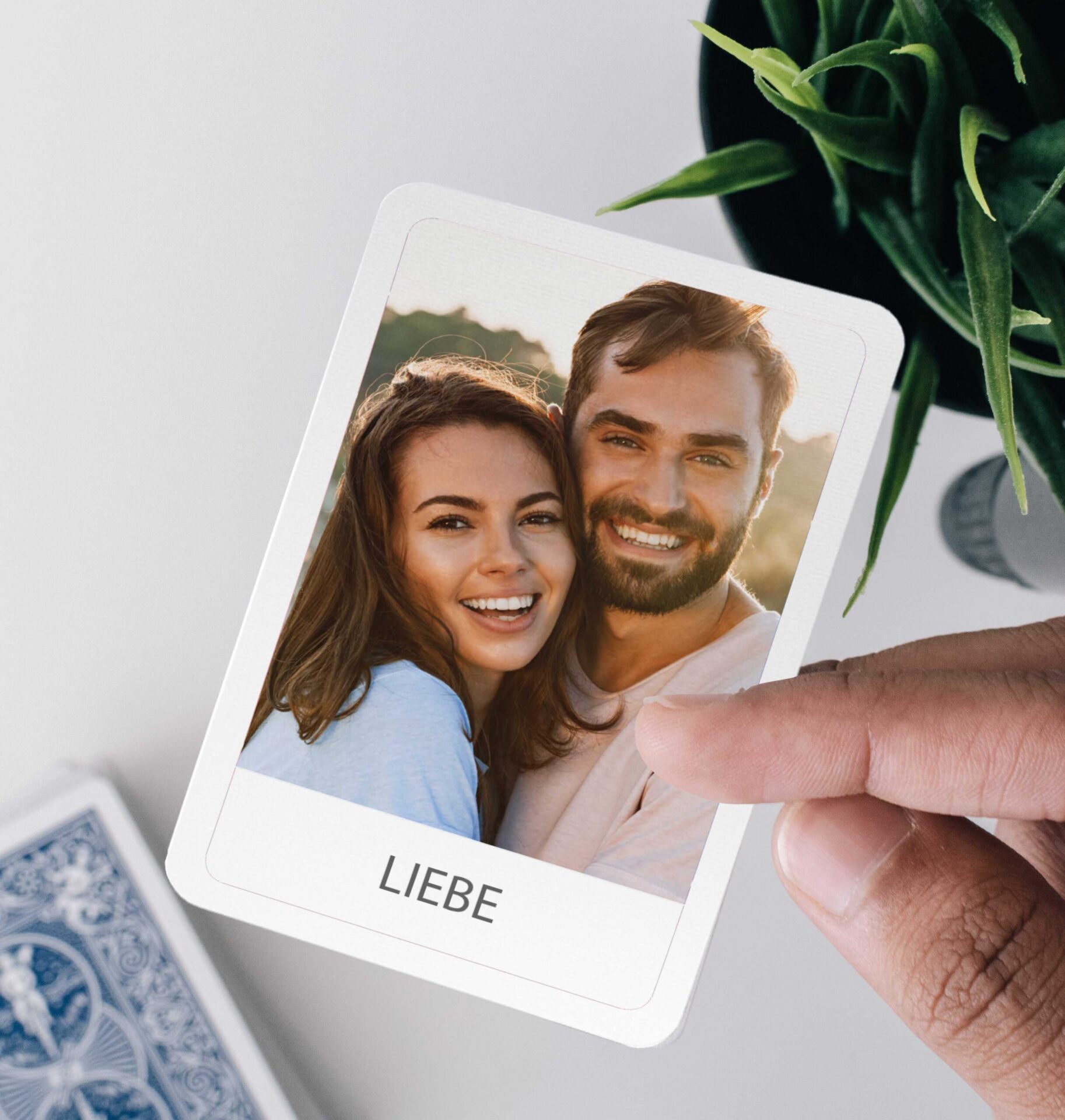 Individuell gestaltete Coaching Karte mit einem Foto eines Paares und der Unterschrift Liebe