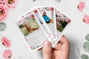 Hochzeitsquartett-Karten selbst gestalten und drucken online mit eigenen Bildern und Werten - tolles Hochzeitsgeschenk